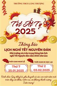 LỊCH NGHỈ TẾT NGUYÊN ĐÁN ẤT TỴ 2025